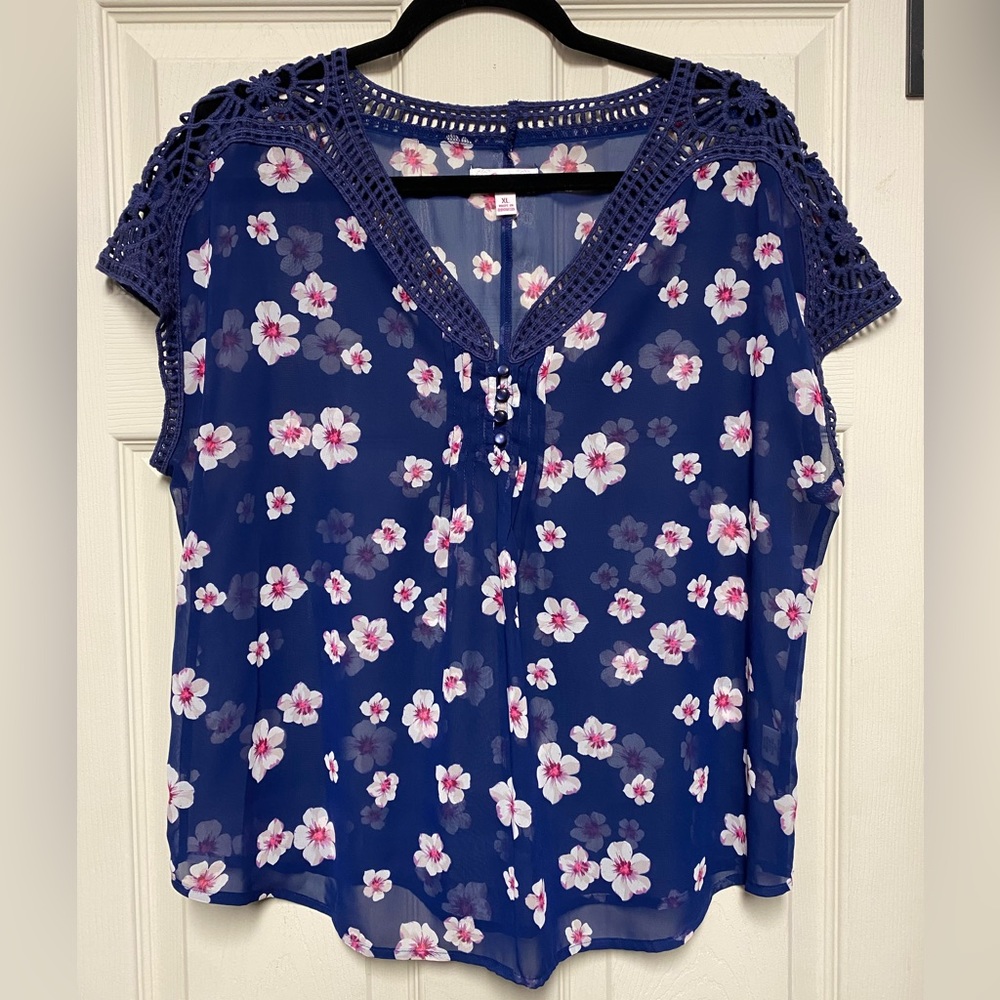 Candie’s Navy Floral Top